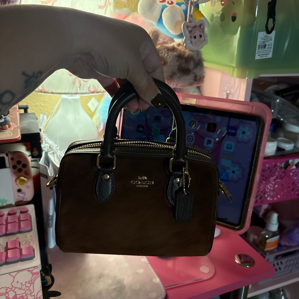 New Coach Mini Rowan Crossbody Bag CCF29, suede/Im/Vintage Brown - Picture 11 of 11